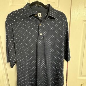 Footjoy men’s large golf shirt, dark blue with small diamonds